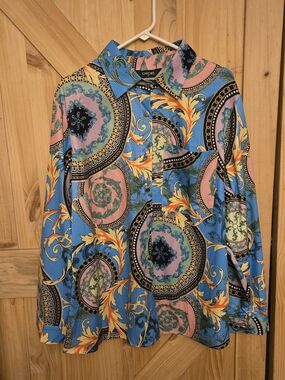 CHICME Blue Multicolor Printed Button-Down Shirt